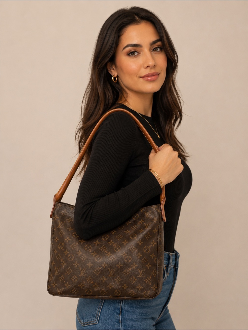 Louis Vuitton Monogram Looping GM Zip Hobo Bag Purse